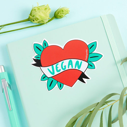 Punky Pins Vegan Heart Vinyl Sticker