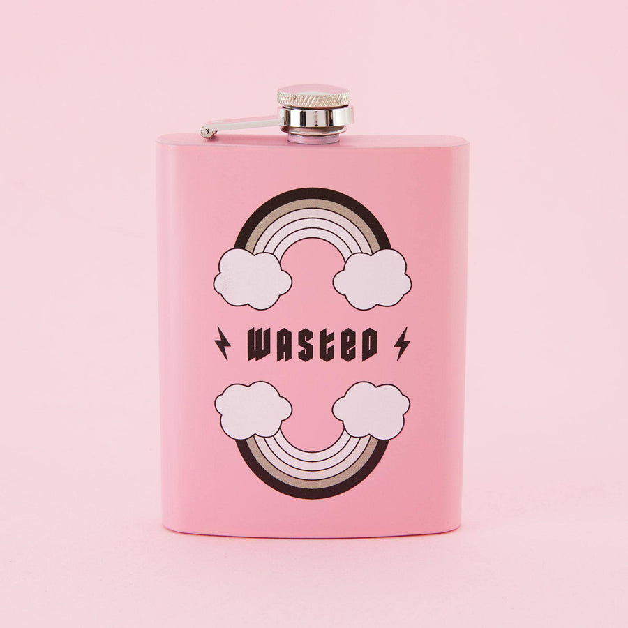 Punky Pins WASTED Hip Flask - Light Pink
