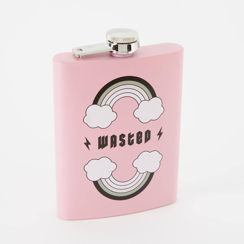 Punky Pins WASTED Hip Flask - Light Pink