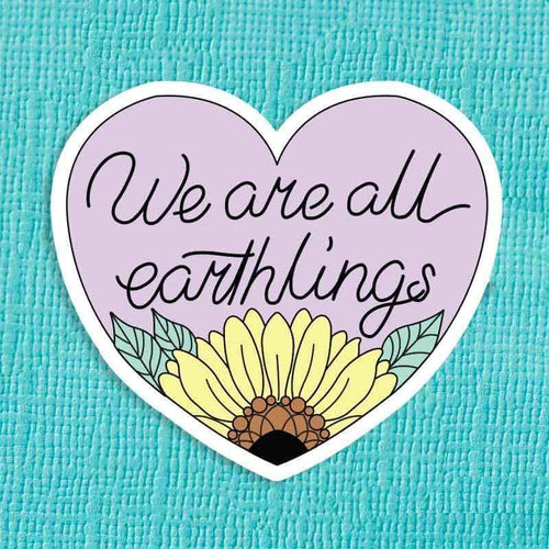 We Are All Earthlings Die Cut Vinyl Sticker