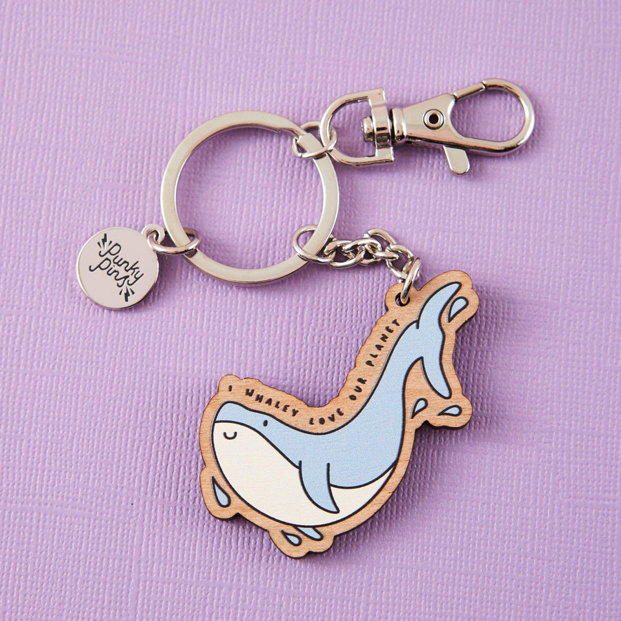 Punky Pins Whale Love Wooden Eco Keyring