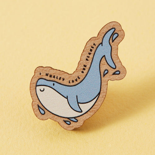 Whale Love Wooden Eco Pin