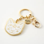 Punky Pins White Cat Face Hard Enamel Keyring