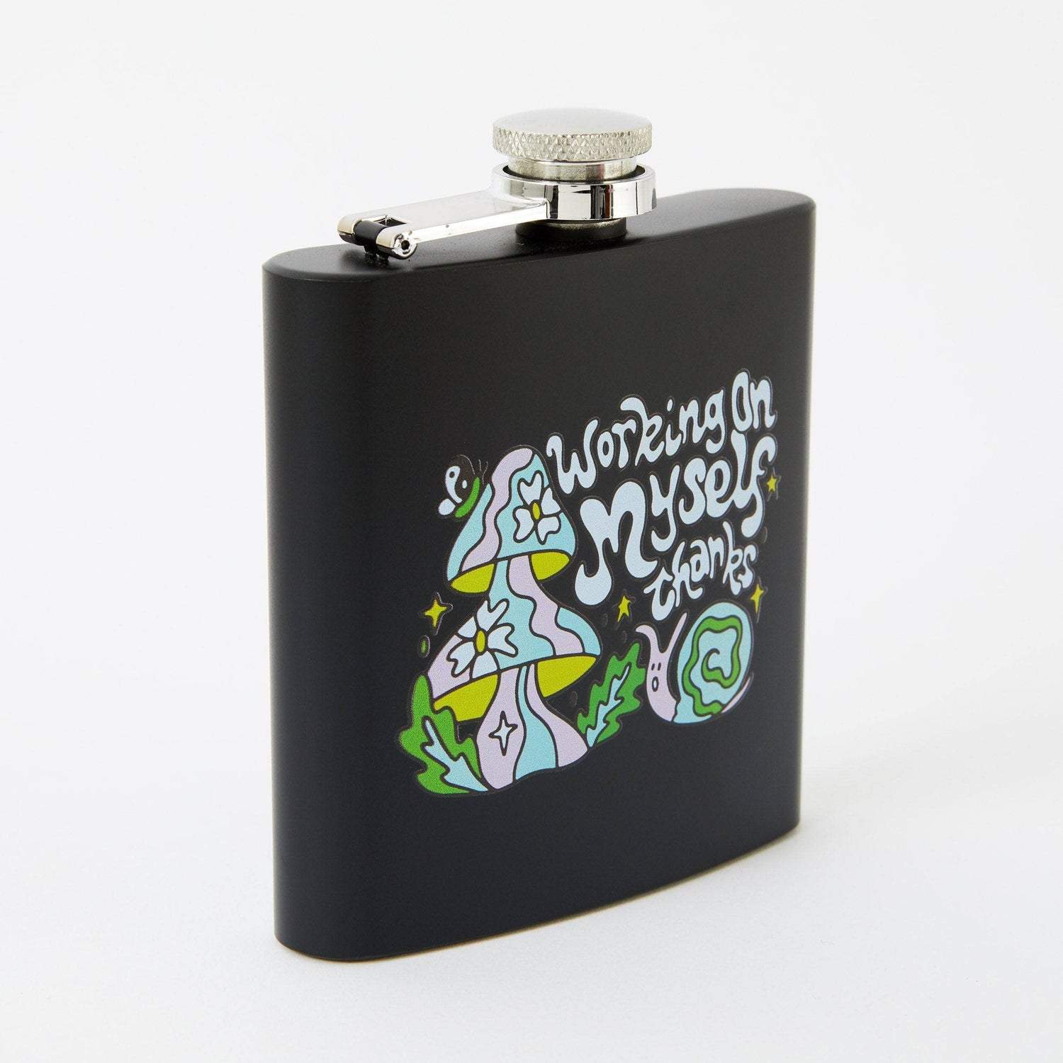 Punky Pins Workin on myself thanks Hip Flask - Square Black