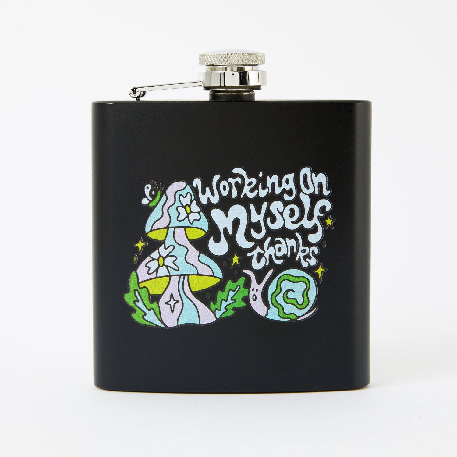 Punky Pins Workin on myself thanks Hip Flask - Square Black