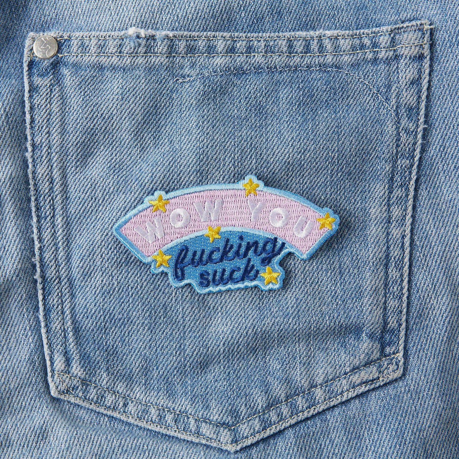 Punky Pins Wow You Fucking Suck Embroidered Iron On Patch