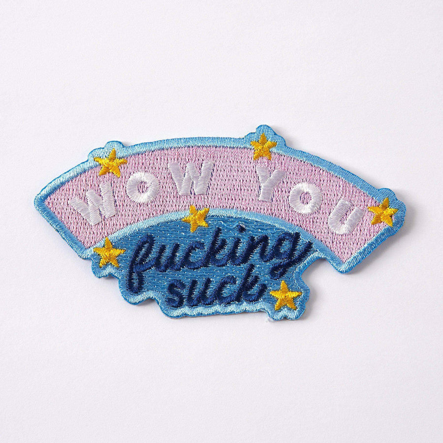 Punky Pins Wow You Fucking Suck Embroidered Iron On Patch