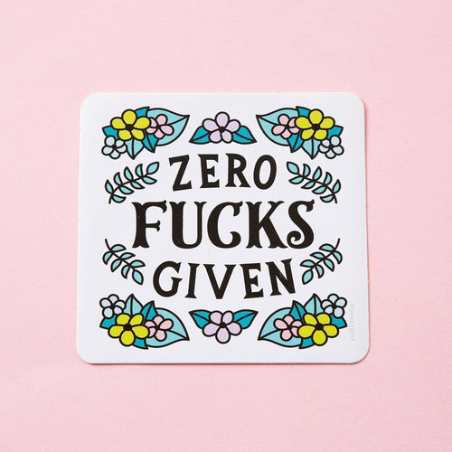 Zero Fucks Given Floral Vinyl Sticker