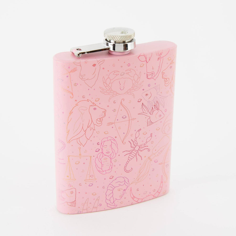 Punky Pins Zodiac Hip Flask - Tall Light Pink