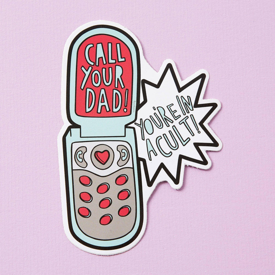 punkypins Call Your Dad! You`re In a Cult! Vinyl Laptop Sticker