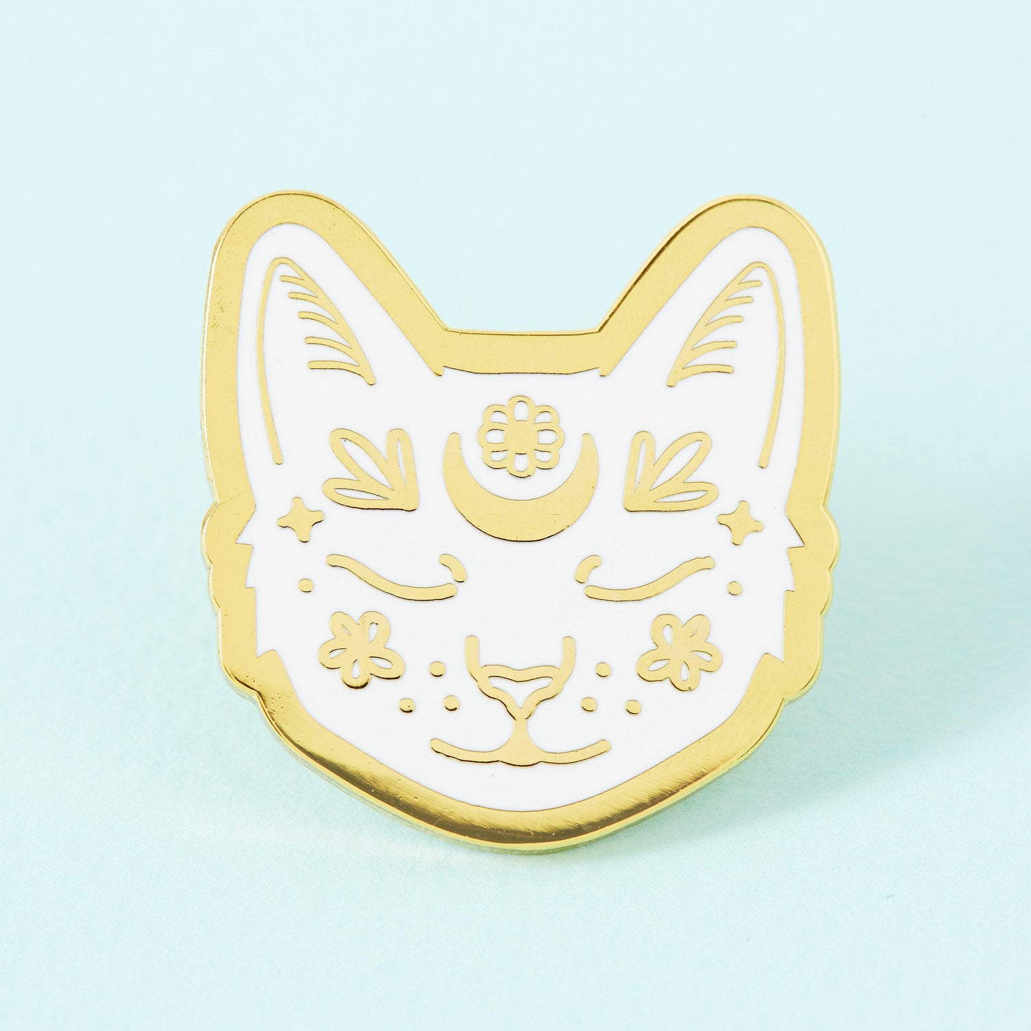 punkypins Crescent Moon Cat Gold Plated Pin