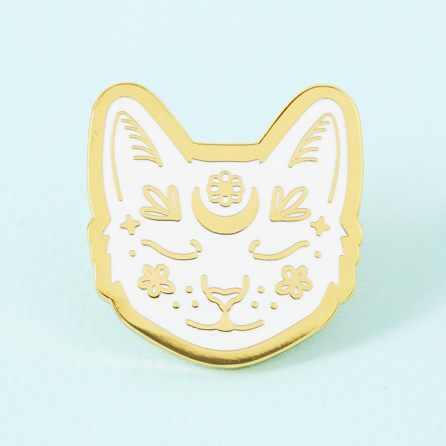 punkypins Crescent Moon Cat Gold Plated Pin