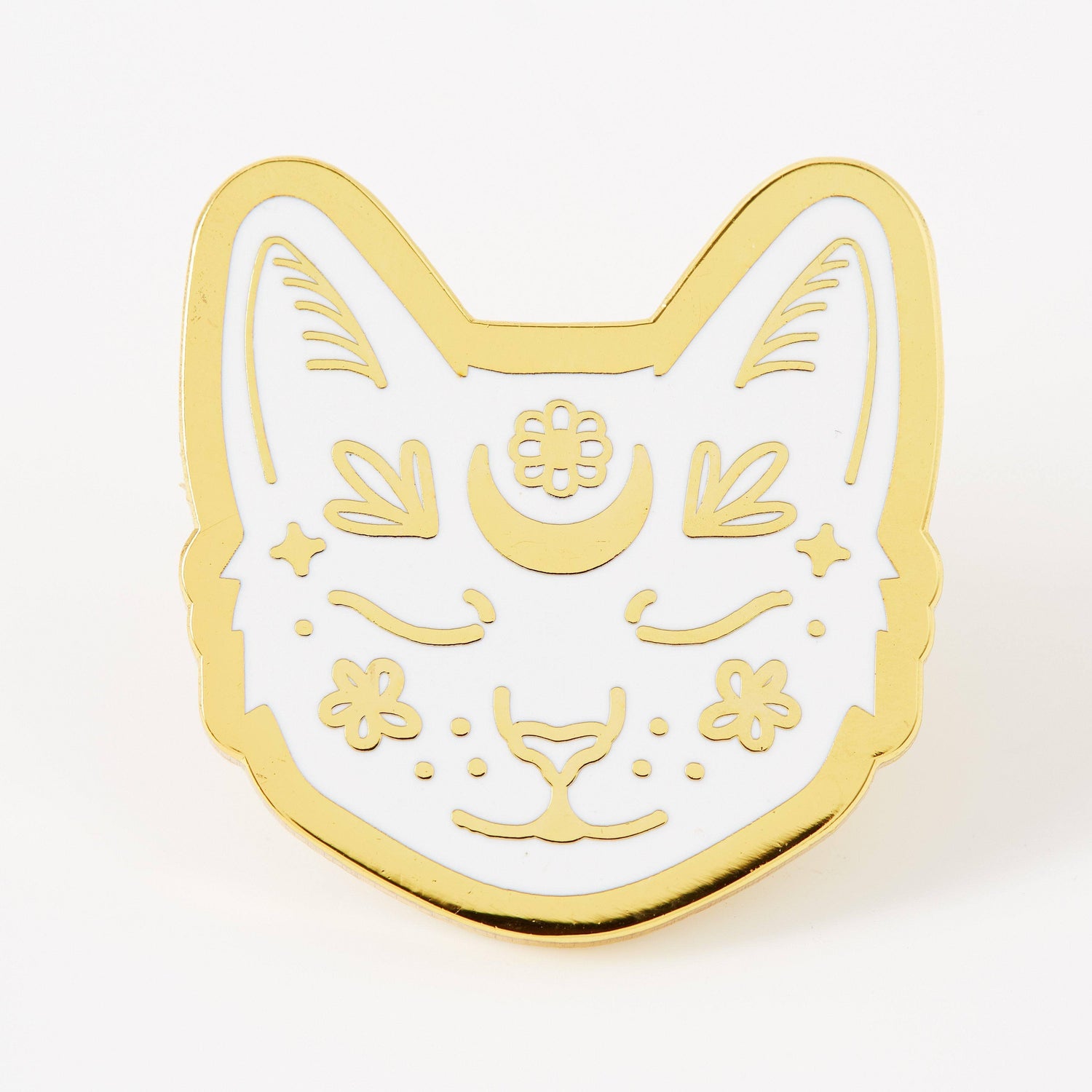 punkypins Crescent Moon Cat Gold Plated Pin