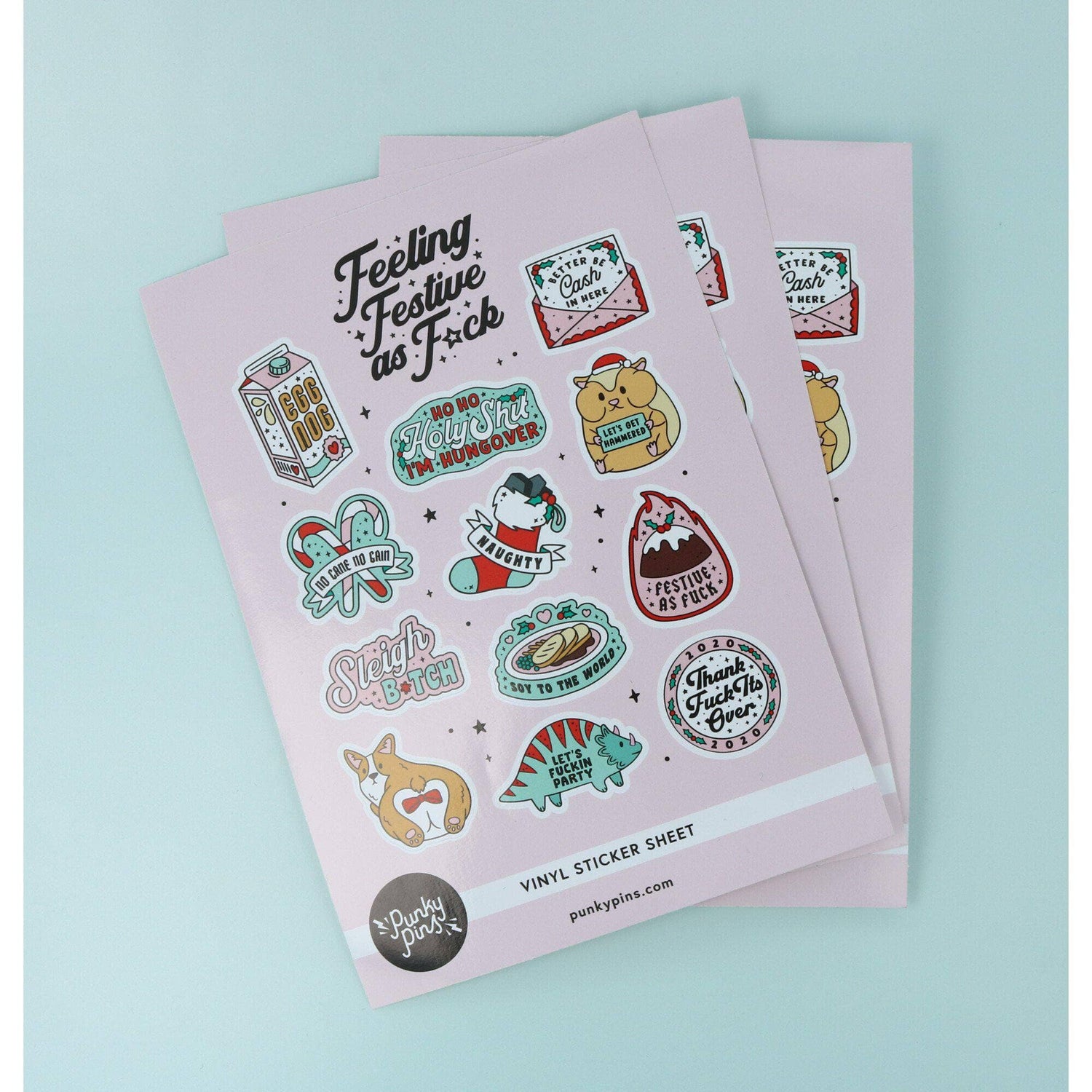 punkypins Festive As Fuck A5 Vinyl Sticker Sheet