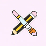 punkypins Paintbrush & Pencil Large Vinyl Sticker