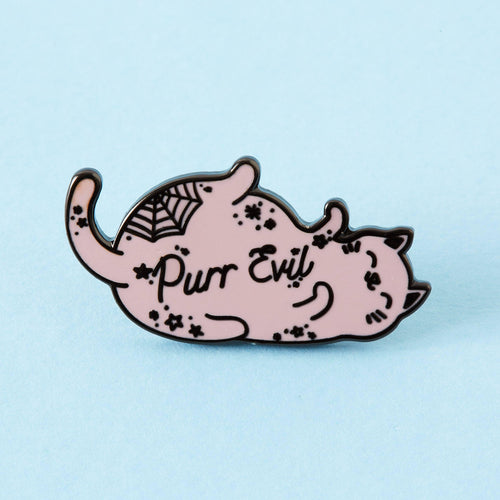 Purr Evil Pink Cat Enamel Pin