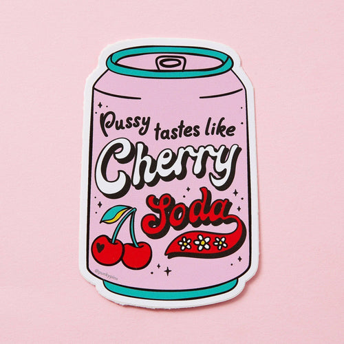 Pussy Tastes Like Cherry Soda Vinyl Laptop Sticker