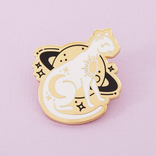 Saturn Kitty Gold Plated Pin