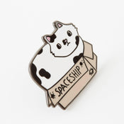 punkypins Spaceship Cat in a Box Enamel Pin