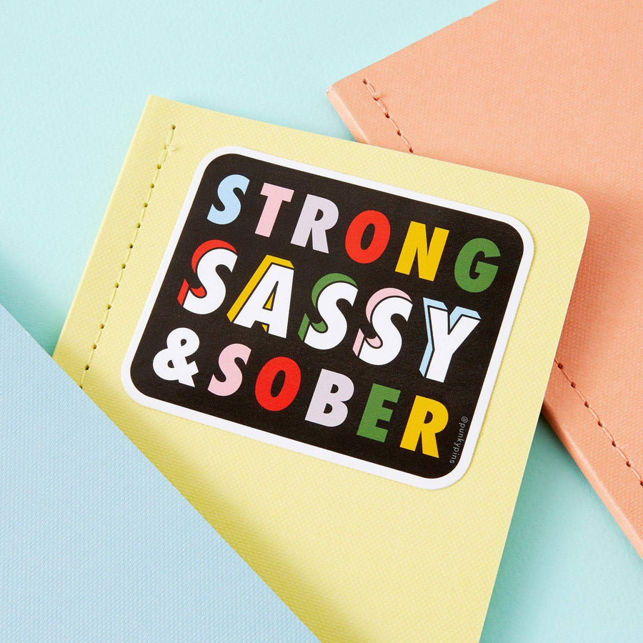 Strong Sassy and Sober Vinyl Laptop Sticker