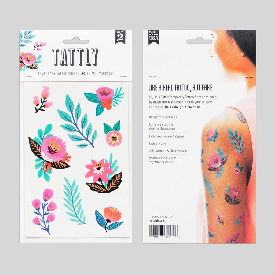 Flower Garden Sheet Temporary Tattoos