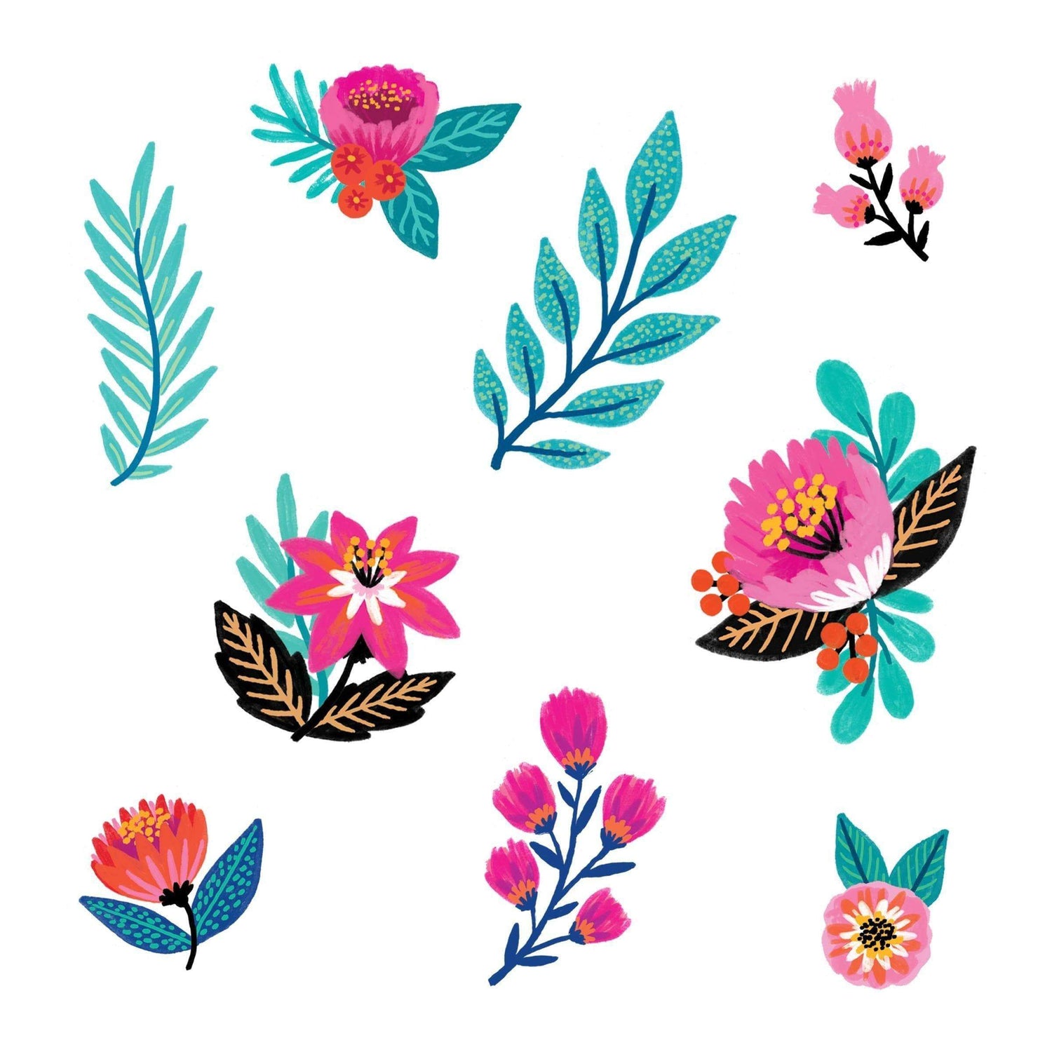 Flower Garden Sheet Temporary Tattoos